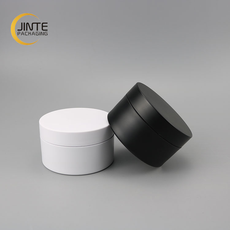 PETG Cosmetic Jar 100ml Matte Black or White Custom Plastic PETG Low Cream Jar With Lid