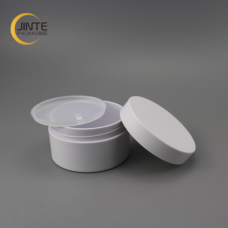 PETG Cosmetic Jar 100ml Matte Black or White Custom Plastic PETG Low Cream Jar With Lid