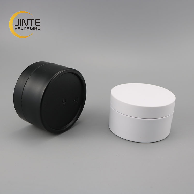 PETG Cosmetic Jar 100ml Matte Black or White Custom Plastic PETG Low Cream Jar With Lid