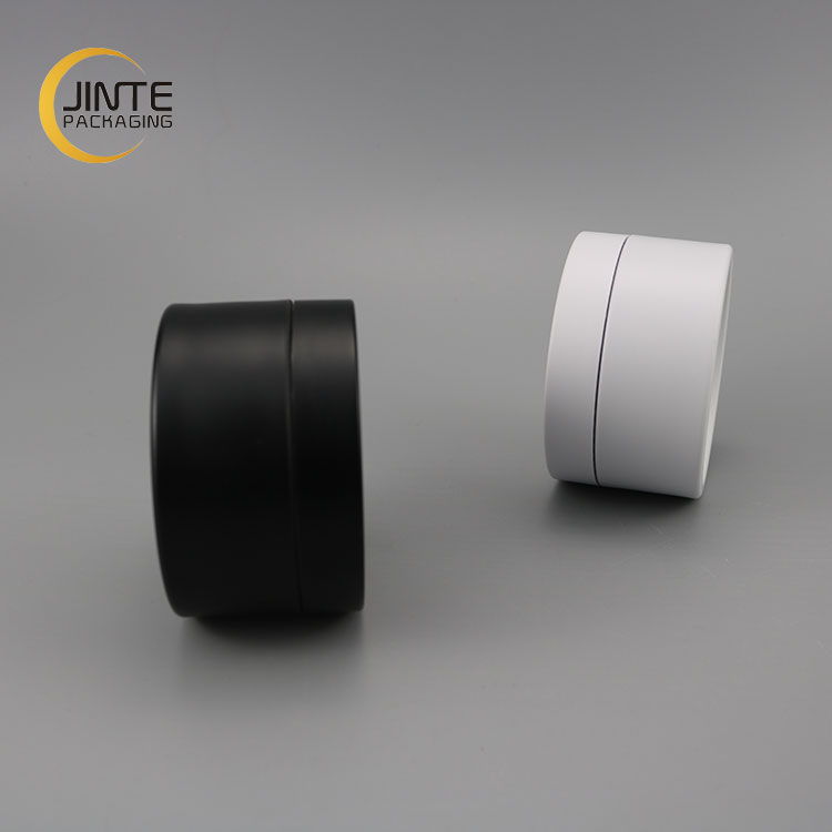 PETG Cosmetic Jar 100ml Matte Black or White Custom Plastic PETG Low Cream Jar With Lid