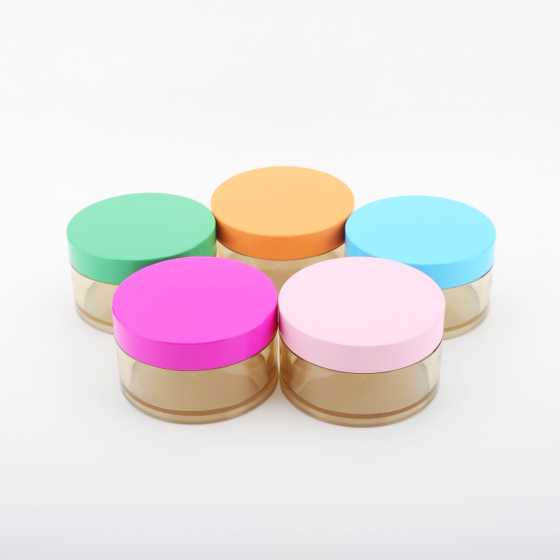 PETG clear 15g 30g 50g 100g empty Plastic cream Jar colorful cosmetic jars with pink blue orange lid for packing