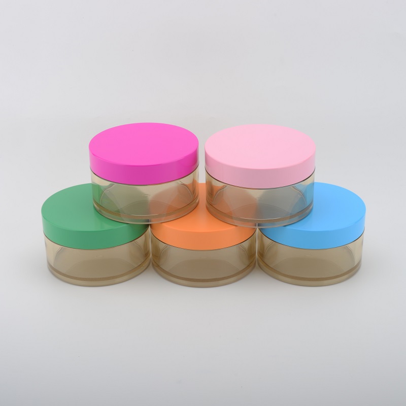 PETG clear 15g 30g 50g 100g empty Plastic cream Jar colorful cosmetic jars with pink blue orange lid for packing