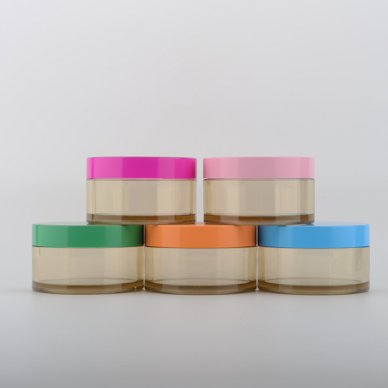 PETG clear 15g 30g 50g 100g empty Plastic cream Jar colorful cosmetic jars with pink blue orange lid for packing