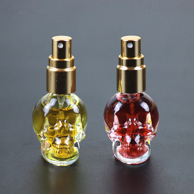 PFB012 10ml Glass Skull Head Aromatherapy Bottle Separate Empty Bottle Transparent Color Perfume Bottle