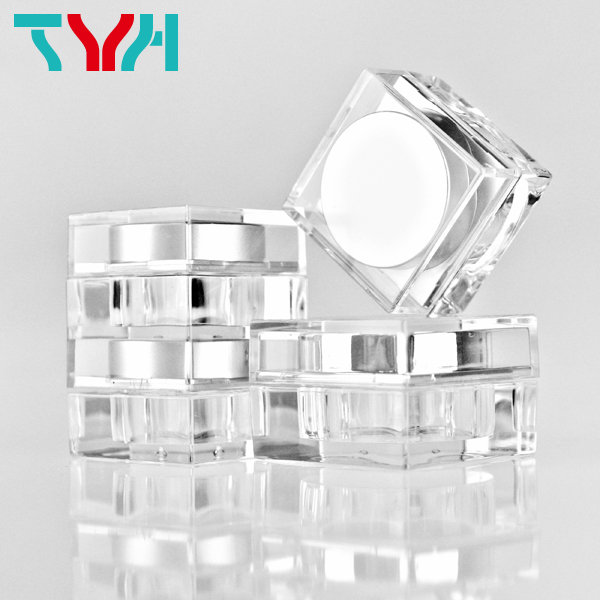 PMMA Acrylic ABS Luxury Fancy Square Stackable Empty Double-wall Cream Jar with PP Cup in Double Wall for Cosmetics Skin Care