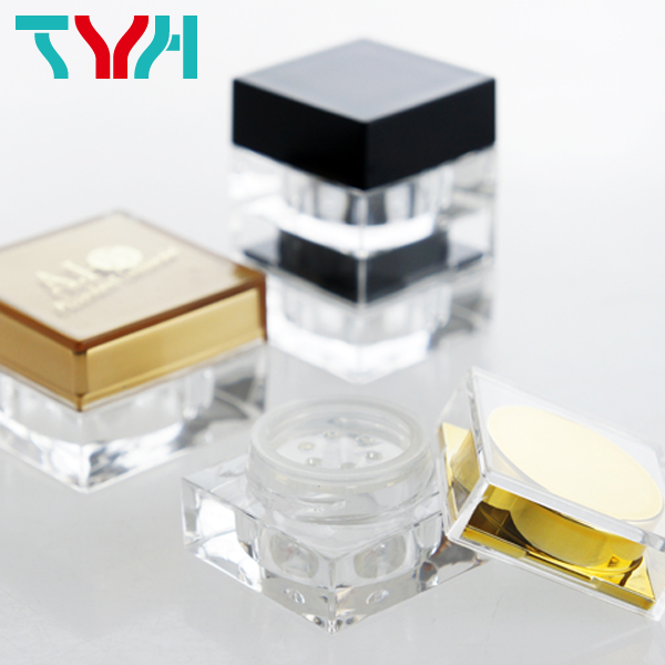 PMMA Acrylic ABS Luxury Fancy Square Stackable Empty Double-wall Cream Jar with PP Cup in Double Wall for Cosmetics Skin Care