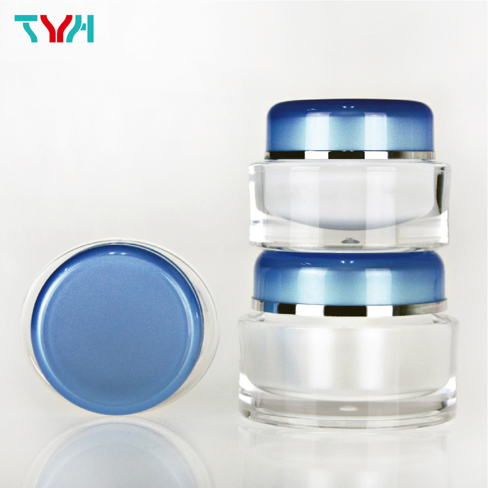 PMMA Acrylic Luxury Fancy Oval Round Empty Double-wall Cream Jar with PP Cup Cap in Double Wall for Cosmetic Body Hair Skin Care