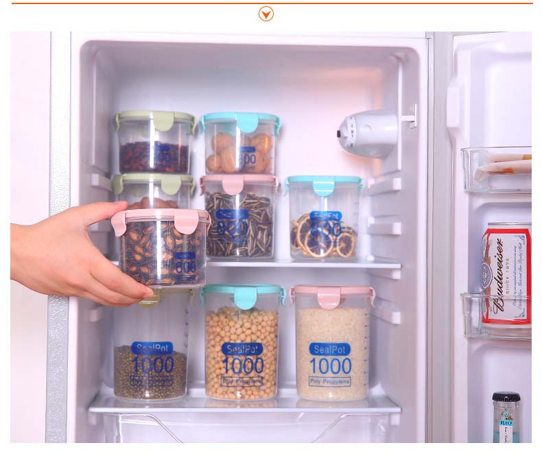 PP 3 Colors Easy-Locking Cylinder Shape Cereal Containers With Lids Serving Kitchen Organization Nuts Grains