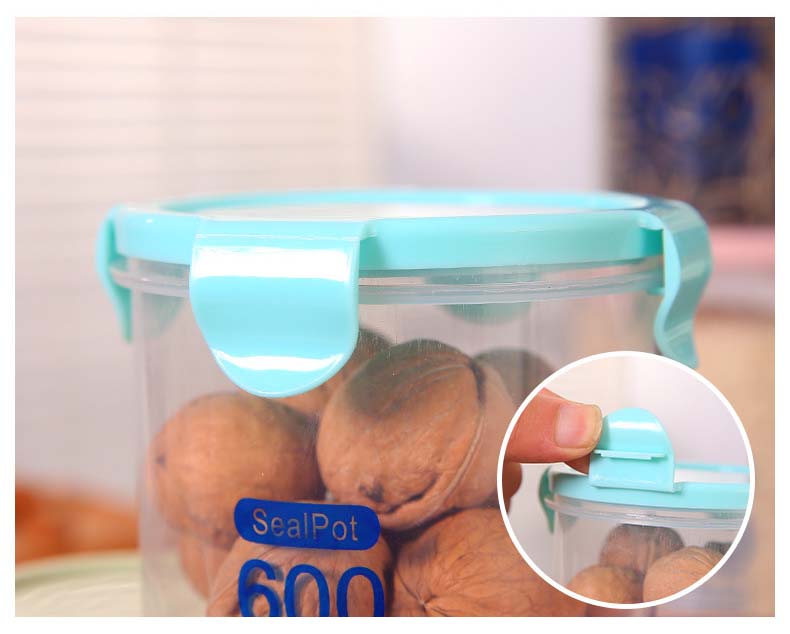 PP 3 Colors Easy-Locking Cylinder Shape Cereal Containers With Lids Serving Kitchen Organization Nuts Grains