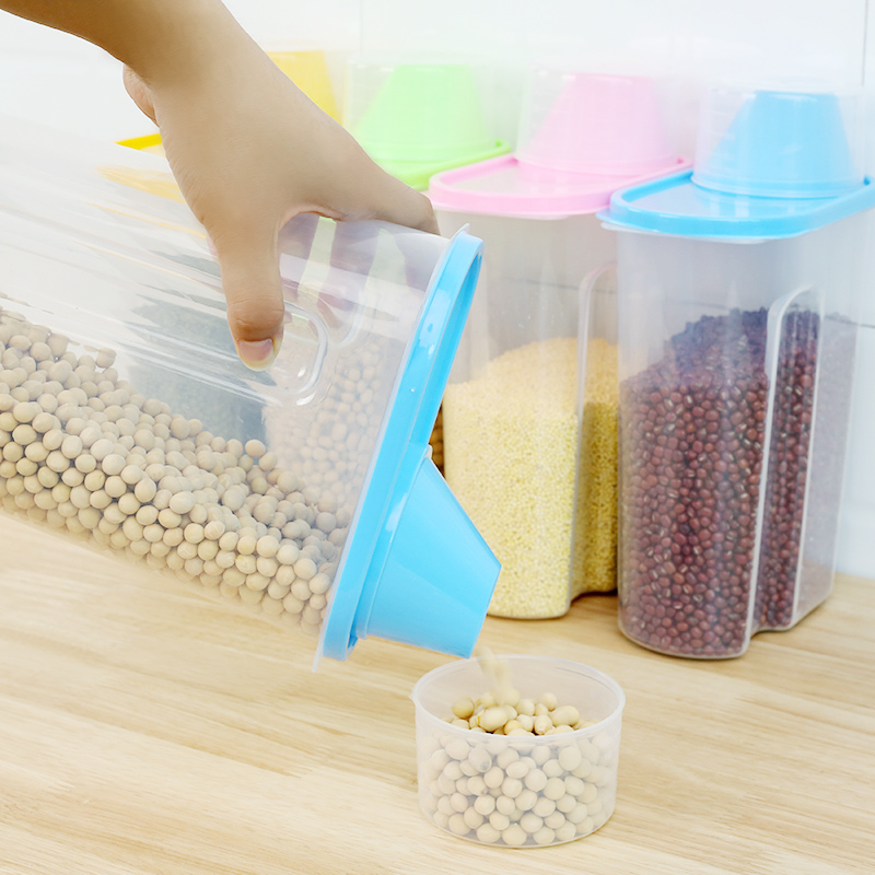 PP Food Storage Box Plastic Clear Container Set with Pour Lids Kitchen Storage Bottles Jars Dried Grains Tank 1.9L-2.5L H1211