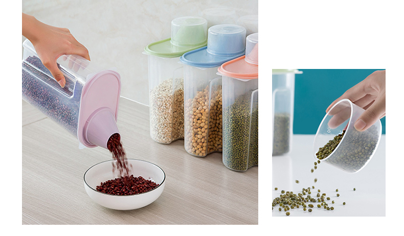 PP Food Storage Box Plastic Clear Container Set with Pour Lids Kitchen Storage Bottles Jars Dried Grains Tank 1.9L-2.5L H1211