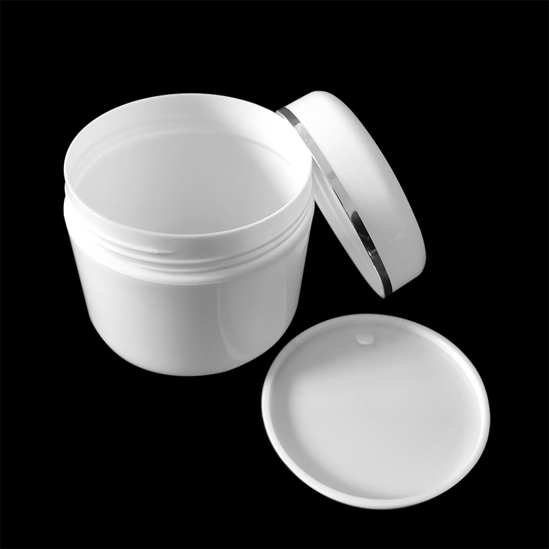 PP white cosmetics cream empty jar with silver edge 200g 200ml for skin care packaging
