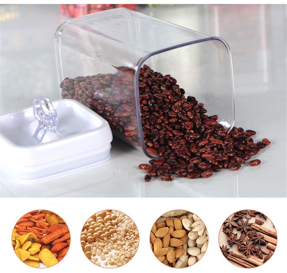 PS PP Clear Plastic Food Dispenser Container With Sealed Easy-Locking Lids For Organization Nuts Grains Cookie