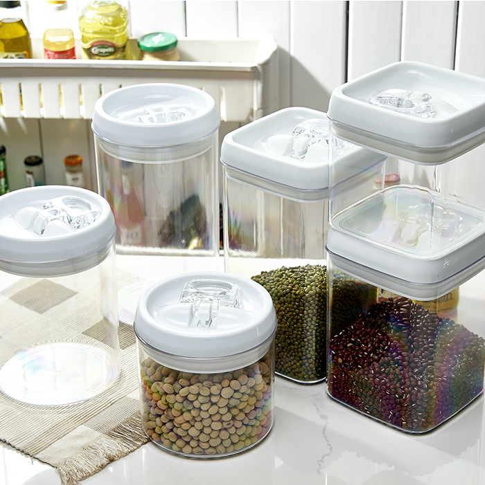 PS PP Clear Plastic Food Dispenser Container With Sealed Easy-Locking Lids For Organization Nuts Grains Cookie