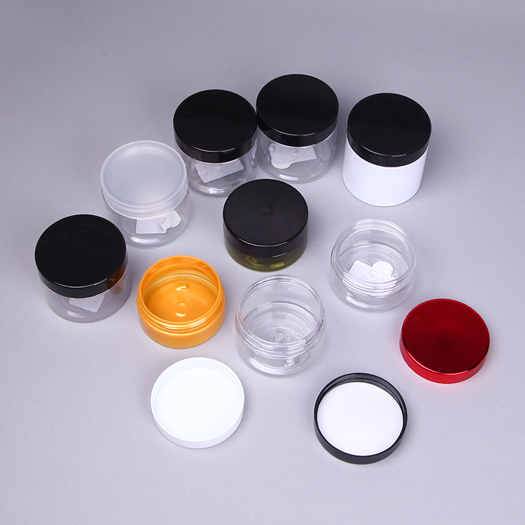 PT15203 Black Cap Transparent Plastic PET Jar 250ml 150ml 500ml