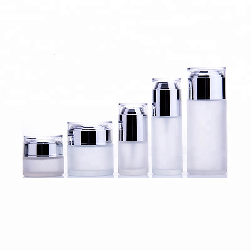 Packaging 30g 50ml 100ml white frosted makeup jar pump lotion acrylic airless cosmetic bottles