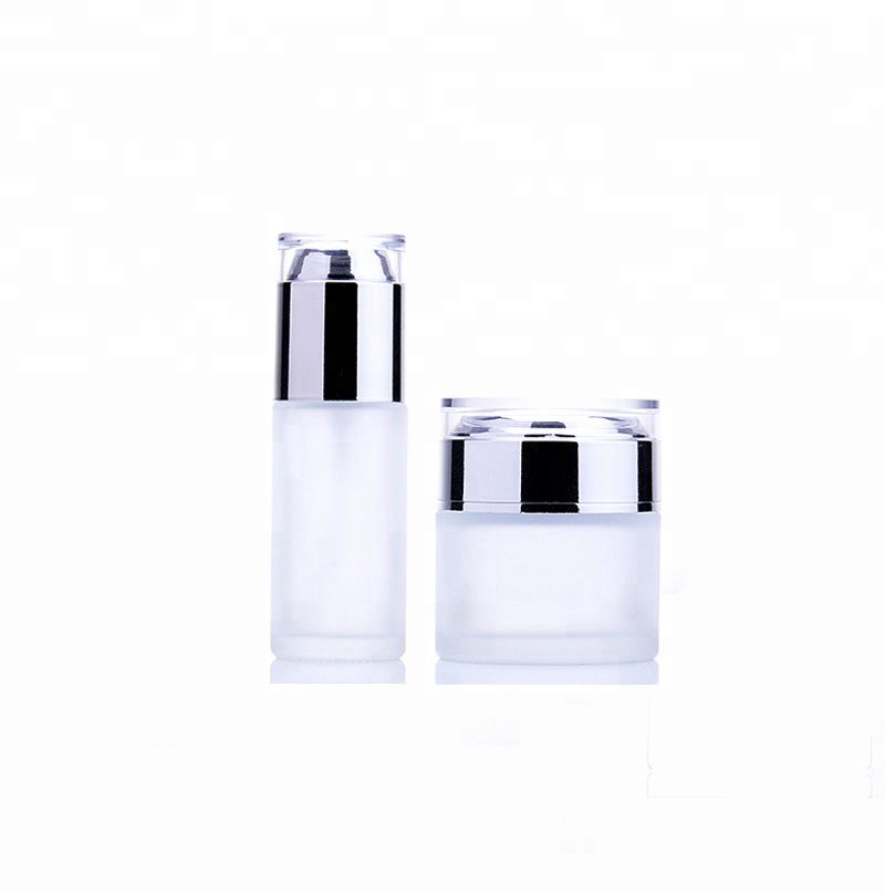 Packaging 30g 50ml 100ml white frosted makeup jar pump lotion acrylic airless cosmetic bottles
