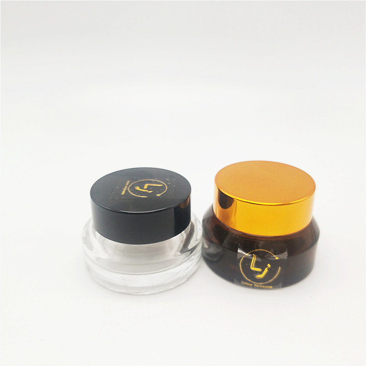 Packaging Cosmetic Transparent Amber Round Glass Hand Cream Jar with Screw Lid for Lotion