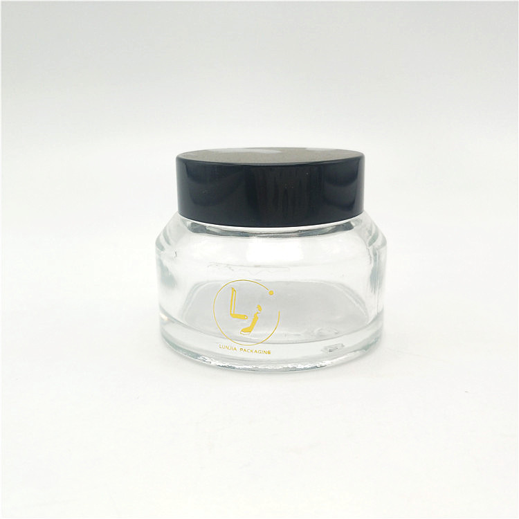 Packaging Cosmetic Transparent Amber Round Glass Hand Cream Jar with Screw Lid for Lotion