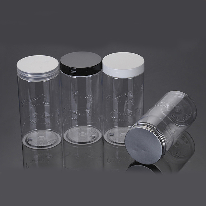 Packaging Lotion Containers Food Grade Clear long shape 500ml Plastic Cookie Jar with lids