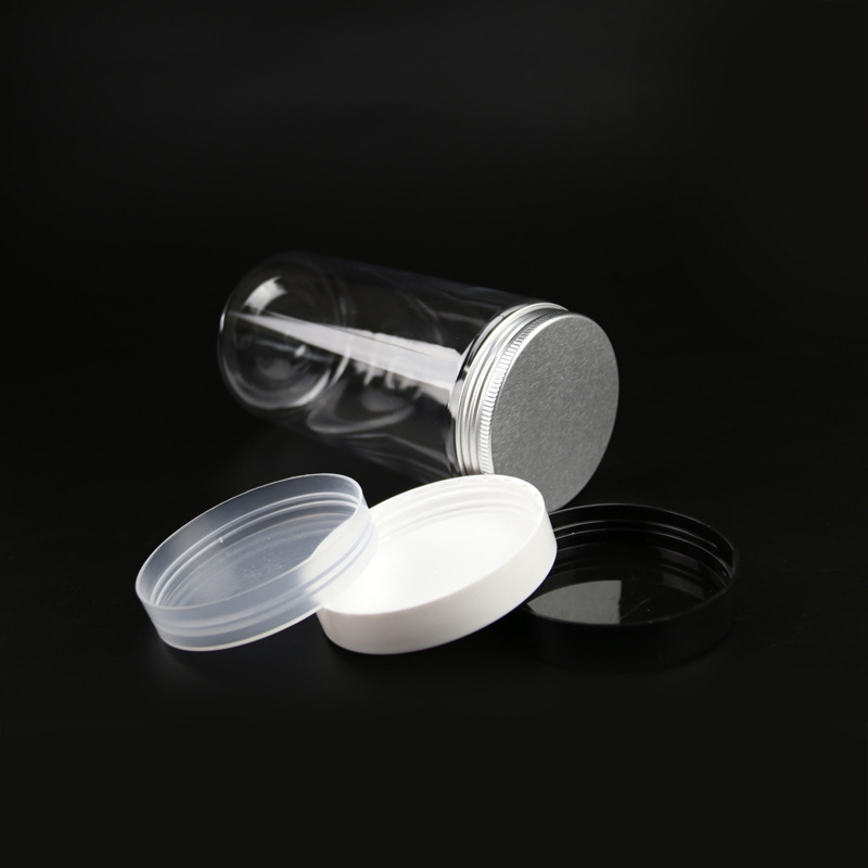 Packaging Lotion Containers Food Grade Clear long shape 500ml Plastic Cookie Jar with lids