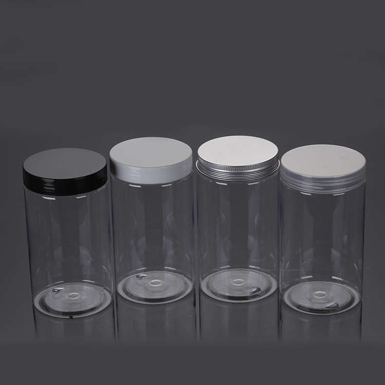 Packaging Lotion Containers Food Grade Clear long shape 500ml Plastic Cookie Jar with lids