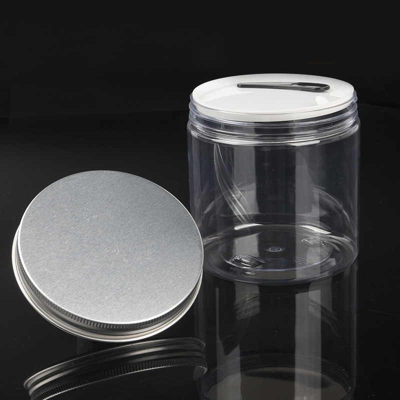 Packaging Lotion Containers Food Grade Clear long shape 500ml Plastic Cookie Jar with lids