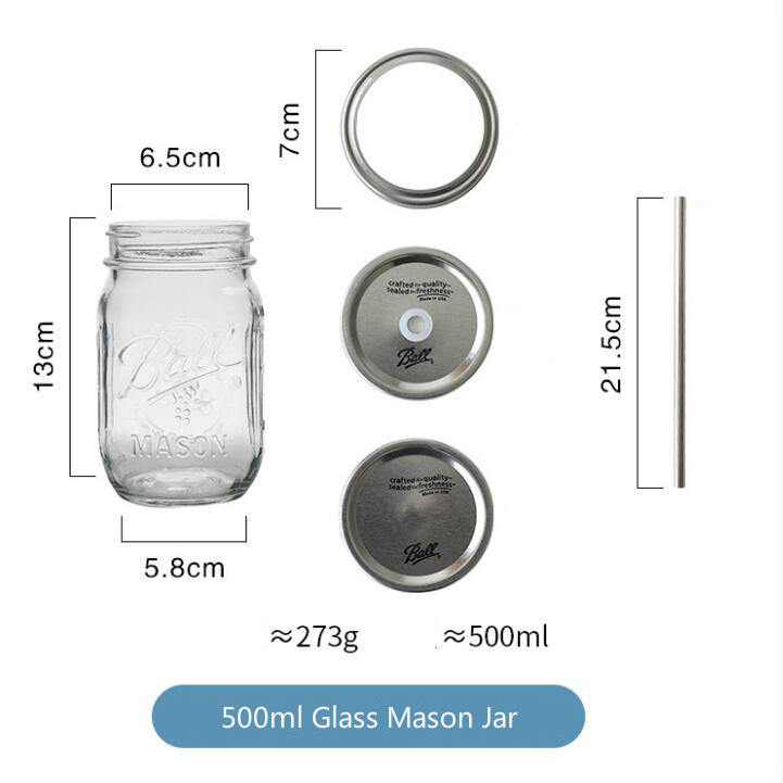 Packaging Supplier Customize Fruit Pickles Sauces 500ml Empty Glass Mason Jar in Bulk