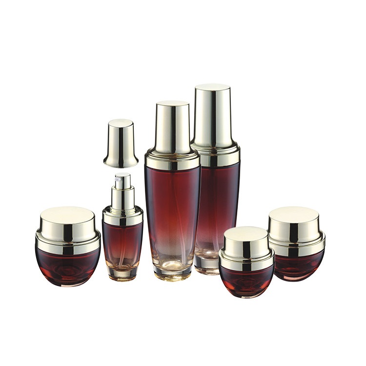 Packaging empty red serum bottle 20g 30g 50g 30ml 50ml 100ml cosmetic glass lotion bottle and jar wholesale