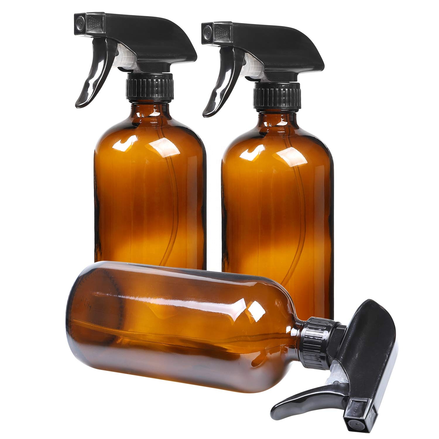 Packaging essential oil 16 oz Amber Boston Glass Bottle with Trigger Spray Cap