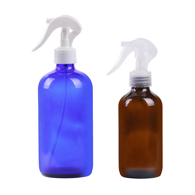 Packaging essential oil 2oz 16oz Amber Boston Glass Bottle with Trigger Spray Cap