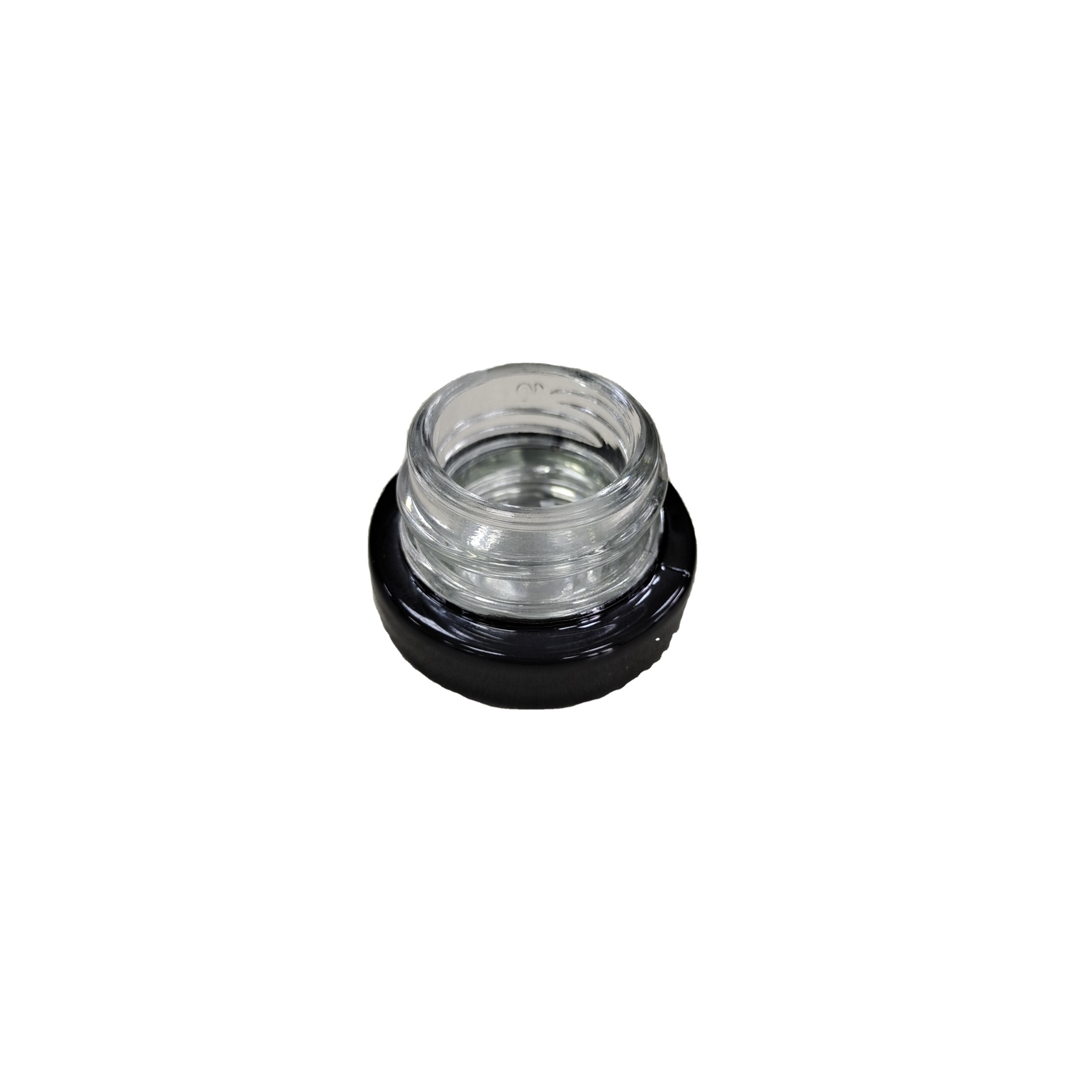 Painted black  5ml glass cosmetics jar with child resistant black cap