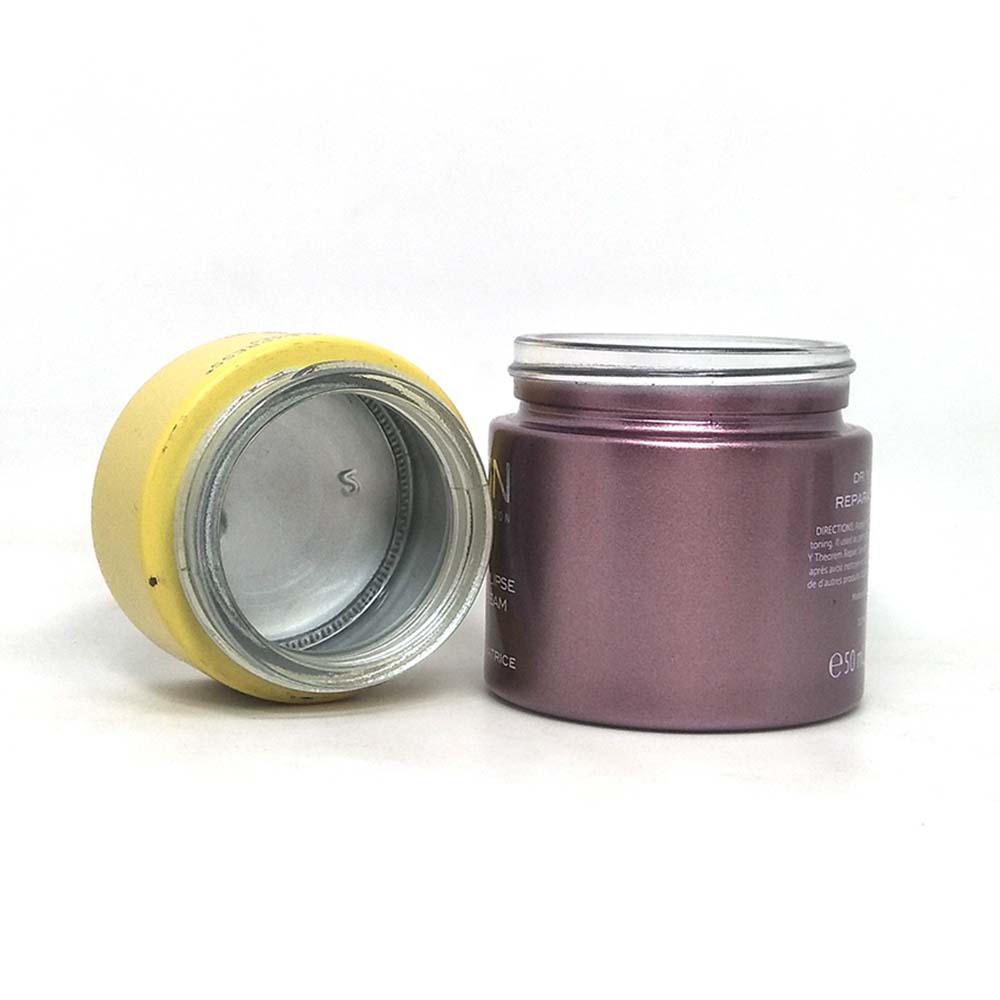 Painting color 1 oz recycled glass cosmetic jars with plastic lid