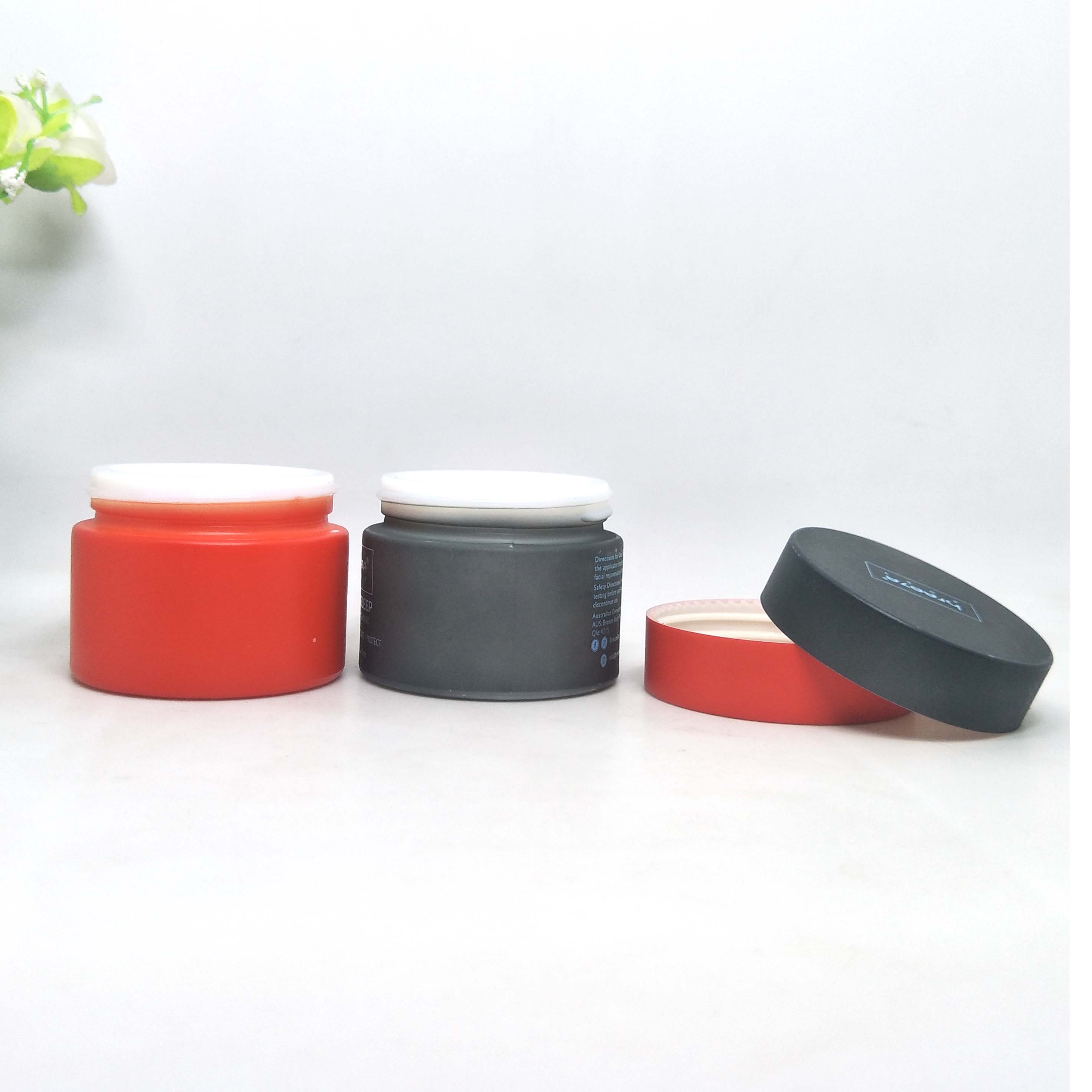 Painting frosted Black red opal glass jar porcelain jar cosmetic 15g 20g 30g 50g 100g