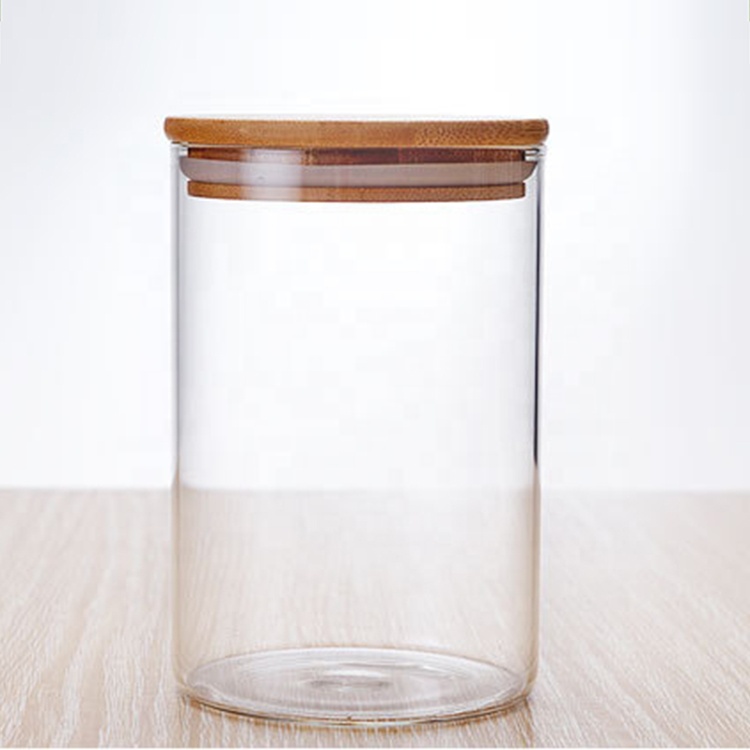 Pantry kitchen storage bottles glass canister with bamboo lid
