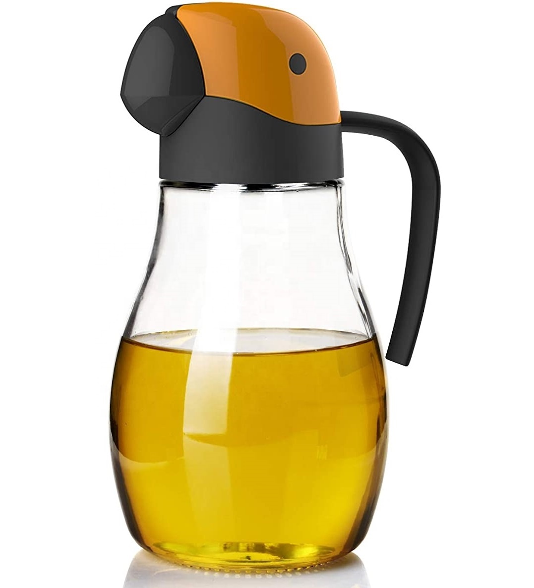 Parrot Design 20oz Glass Olive Oil Dispenser Bottle with Automatic Flip Lid  for Kitchen