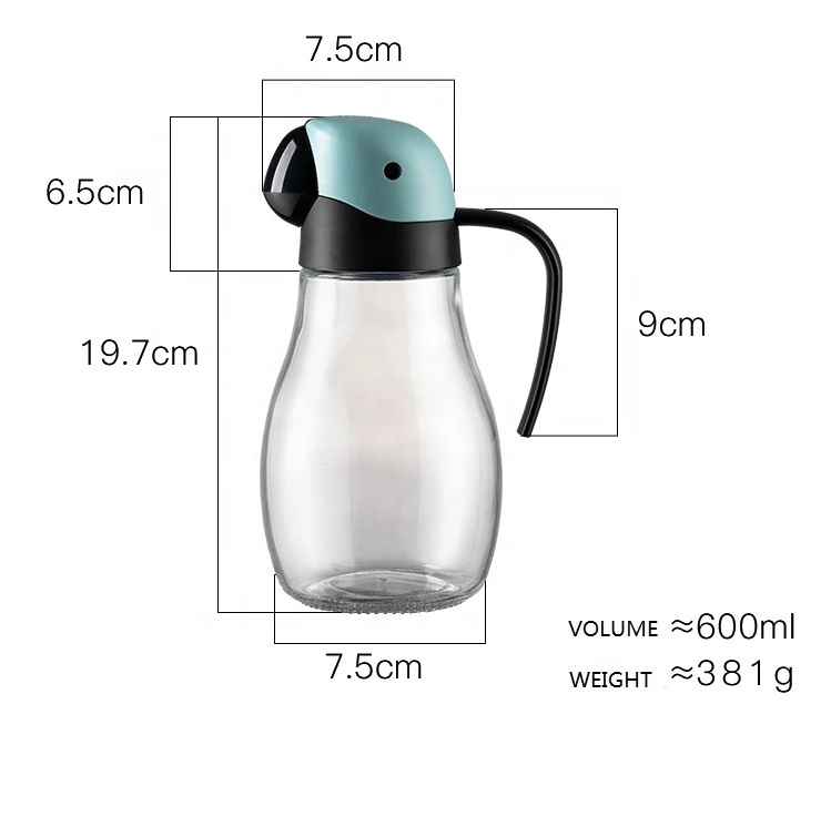 Parrot Design 20oz Glass Olive Oil Dispenser Bottle with Automatic Flip Lid for Kitchen