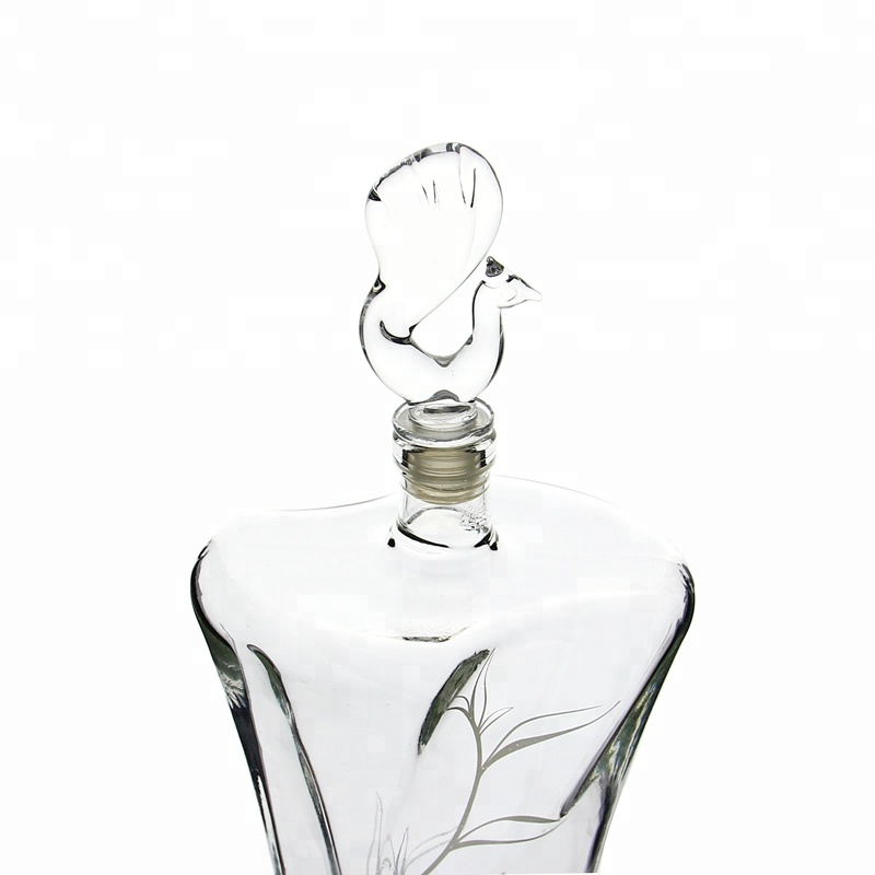 Peafowl Shaped Art Bottle Glass Decanter Tequila Rum Brandy Vodka Whisky Decanter