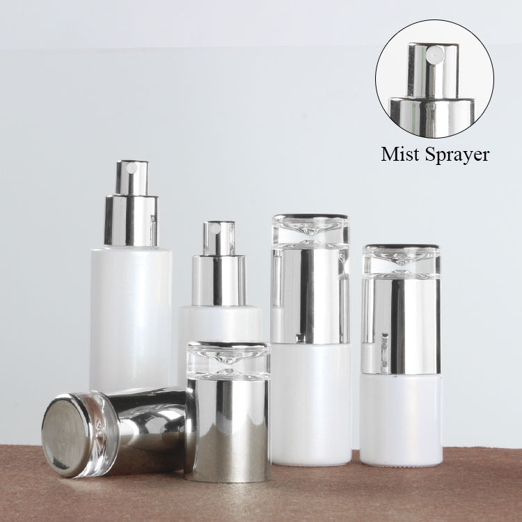 Pearl White 30g 50g luxury Glass Cream Jar 20ml 30ml 60ml 100ml 120ml Glass Lotion Pump Bottle Cosmetic Spray Bottle