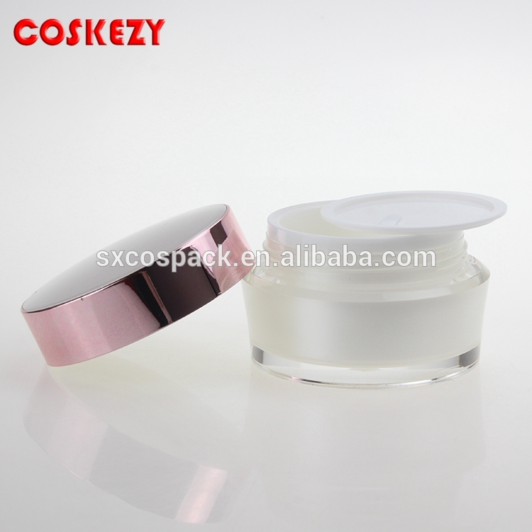 Pearl White 50g luxury cream jar acrylic cosmetic packaging container, 1.7oz plastic cream container