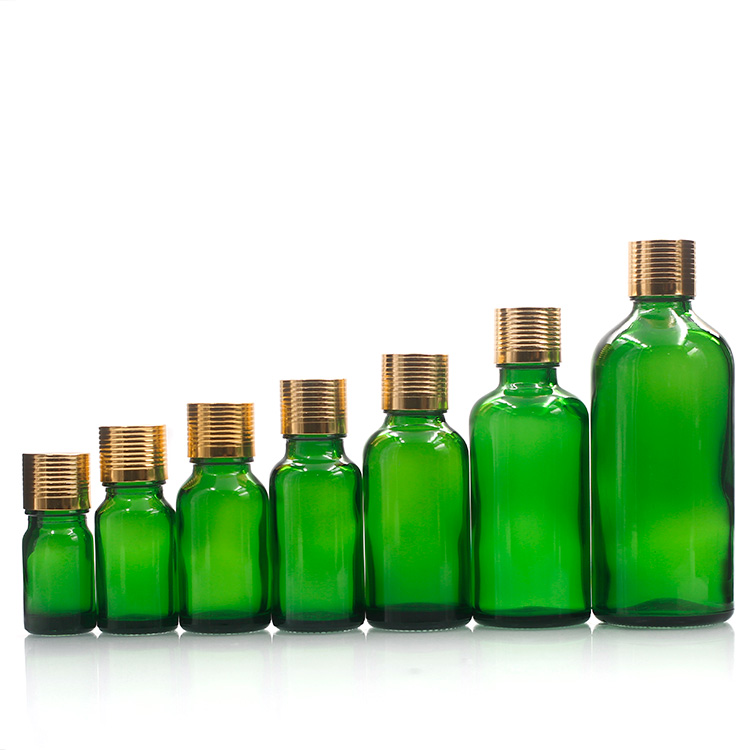 Penghuang Glassware Supply Frosted Green Glass Bottles 100ml With Screw Cap Wholesale Round Shape Dropper Bottle
