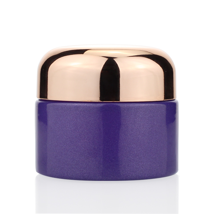 Penghuang Manufacturer Custom Eye Cream Packaging Jar Glass 30ml Purple Cream Glass Jar For Cosmetic