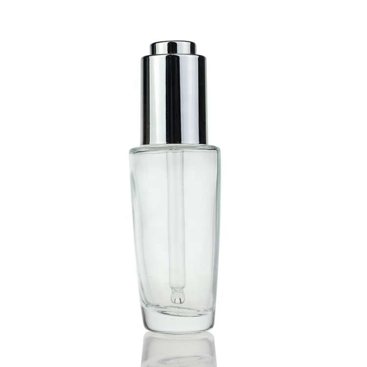 Penghuang Round Clear White Eye Hair Glass Serum Bottle Glass Cosmetic Bottles For Serum