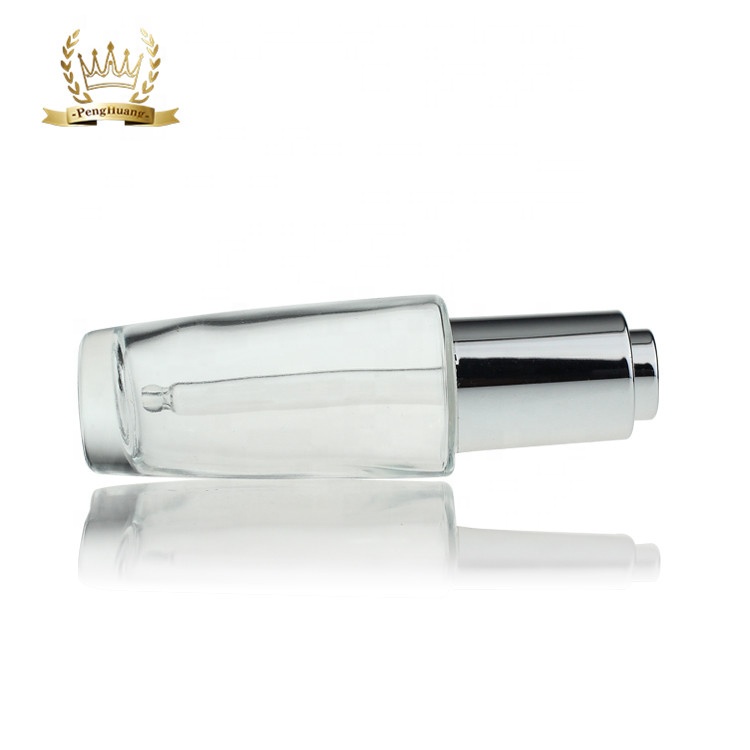 Penghuang Round Clear White Eye Hair Glass Serum Bottle Glass Cosmetic Bottles For Serum