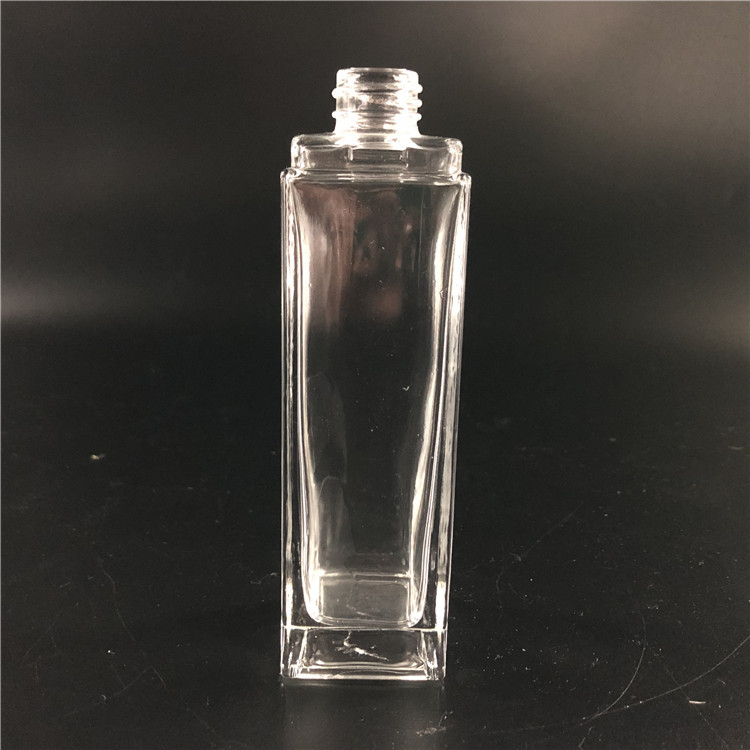 Perfume Bottle Clear Square Spray Glass 50ml Screen Printing Personal Care Screw Cap