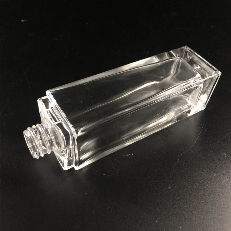 Perfume Bottle Clear Square Spray Glass 50ml Screen Printing Personal Care Screw Cap