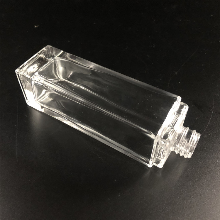 Perfume Bottle Clear Square Spray Glass 50ml Screen Printing Personal Care Screw Cap