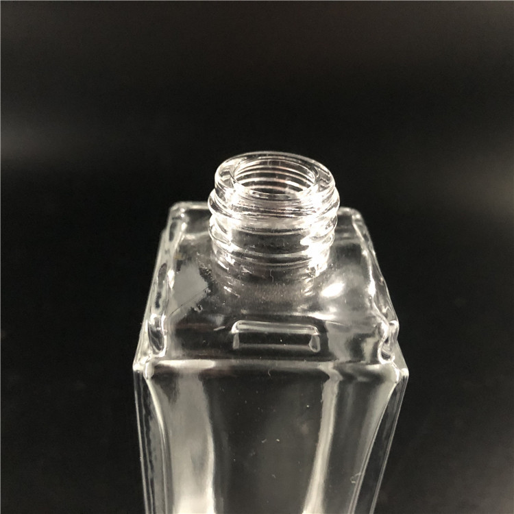 Perfume Bottle Clear Square Spray Glass 50ml Screen Printing Personal Care Screw Cap