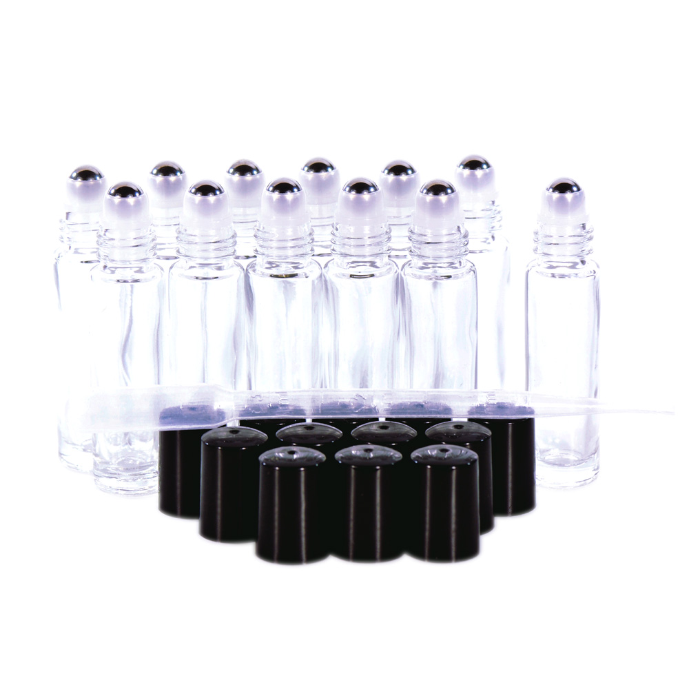 Perfume Bottle Roll on Glass 10ml Essential Oil Screen Printing Personal Care Clear Cosmetic Packing with Roller Ball SUNSHINE