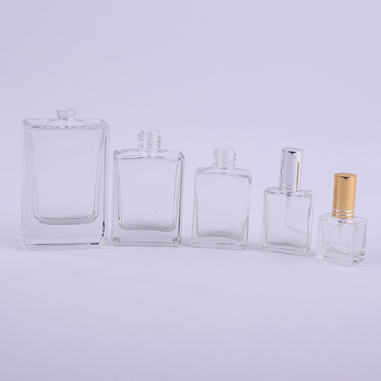 Perfume Bottles 30ml Glass High-end Transparent Square Spray Perfume Glass Bottles